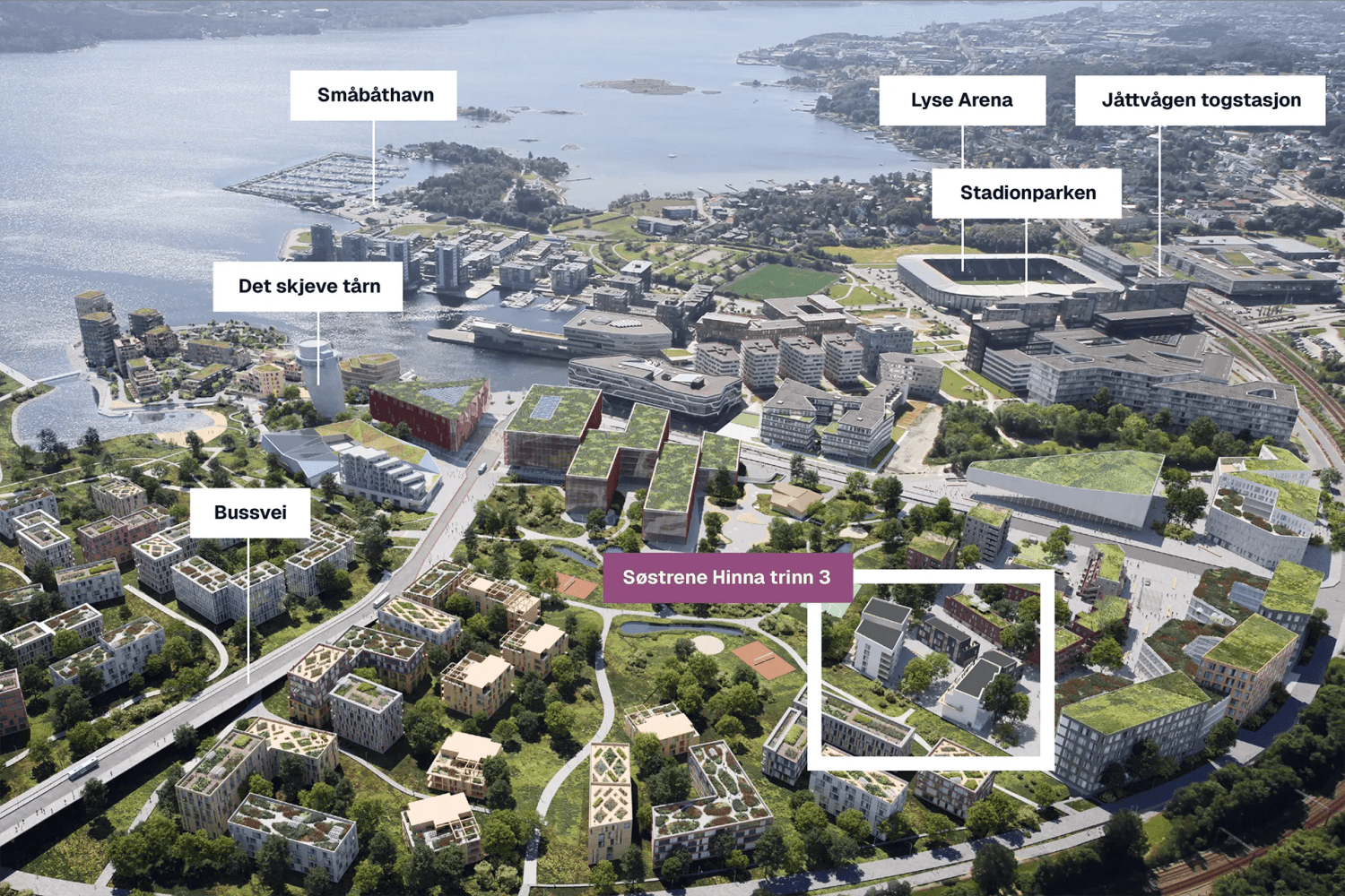 Arbeidsplasser, butikker, treningssentre, turmuligheter og togstopp er andre godt etablerte kvaliteter i Søstrene Hinna-hverdagen. Visste du at det tar bare rundt åtte minutter til både Stavanger og Sandnes sentrum med tog?